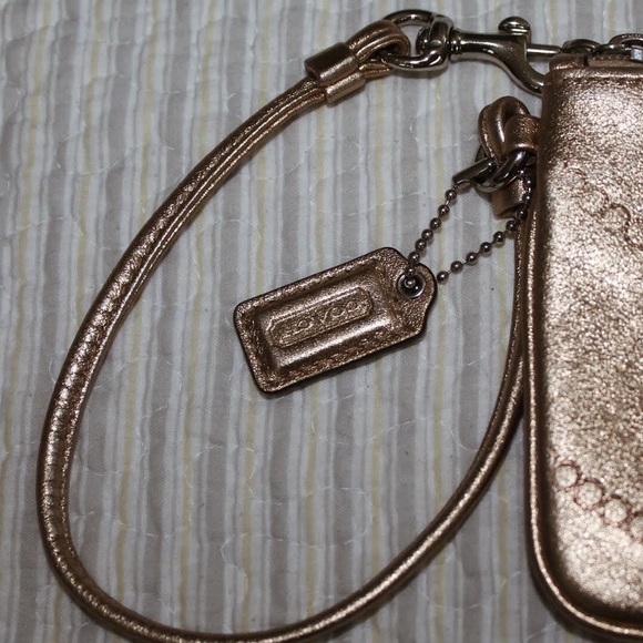 Coach Small Wristlet - Gold with Removable Strap - Picture 3 of 4